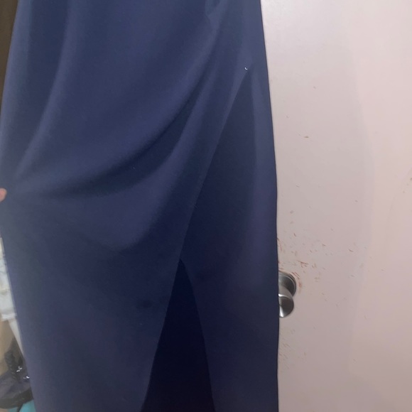 Long Navy dress with slit on the left side - Picture 2 of 7